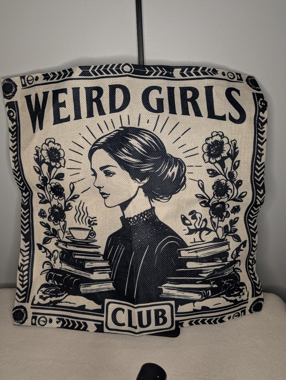 Weird Girls Club Canvas Bag Dark Academia Goth Bookworm Reusable Shopping Tote
